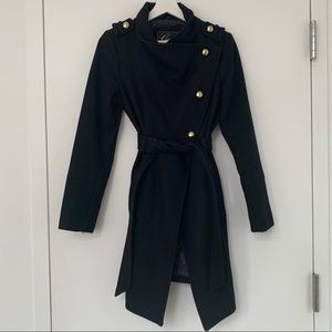 Guess Wool Tie Waist Trenchcoat